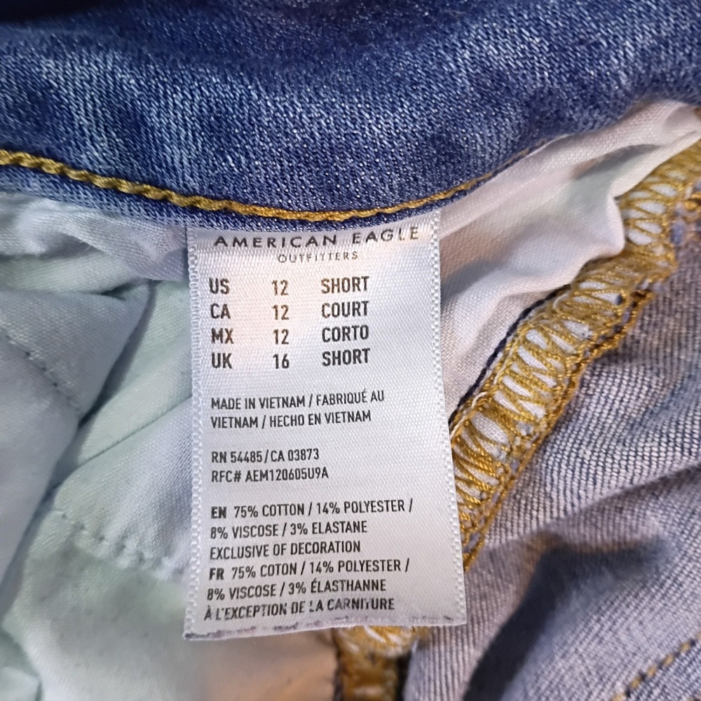American Eagle Next Level Stretch Distressed Jeggings Blue Womens Size 12 Short - Picture 5 of 13